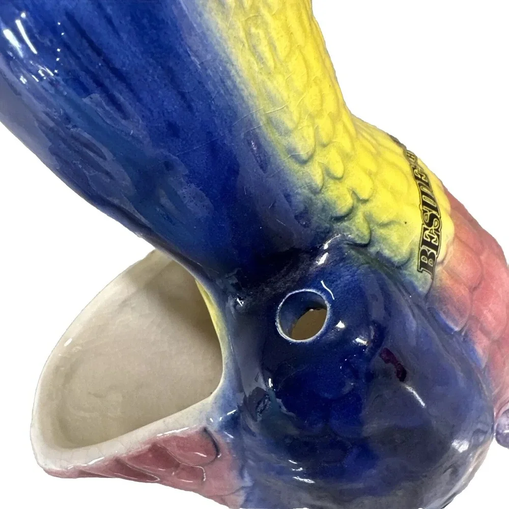 Toucan Planter Ceramic Colorful Bird Vintage 7.5